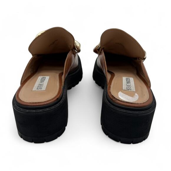 Madden Girl “Dollie” Chain Mules Brown Chunky Slip-On Loafers Women's Size 6.5 - Picture 2 of 6